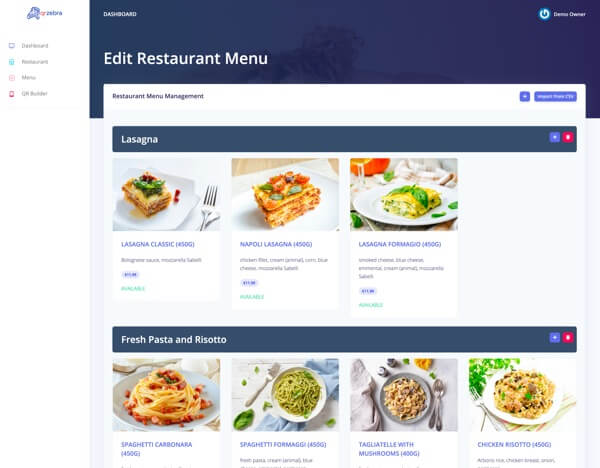 Create a Digital Menu